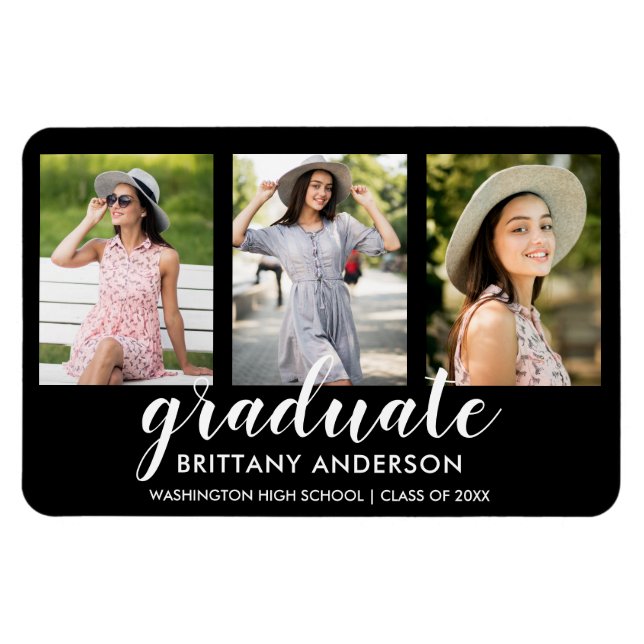 Imán Moderna Invitación de graduación fotográfica de 3 (Horizontal)