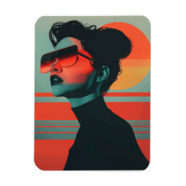Imán Moderna Mujer Moderna Retro Sunset Flexible Magnet