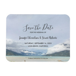 Imán Moderna playa de verano de montaña Save the Date