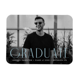 Imán Moderna Simplicidad Sky Blue Photo Graduation