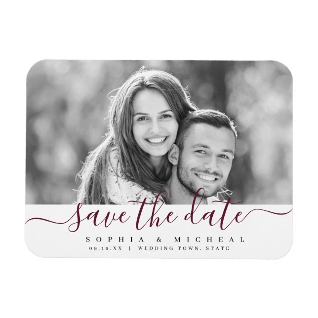 Imán Moderna y simple foto de escritura burdeos guardar (Horizontal)