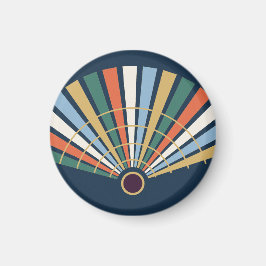 Imán Moderner Art-Déco-Fächer in Navy und Jade