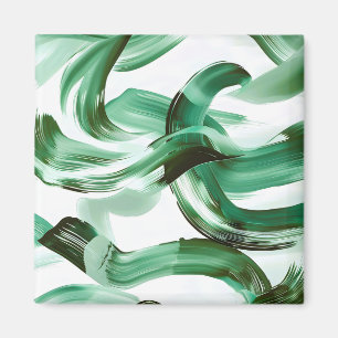 Imán Moderno abstracto de pinceladas verdes minimalista