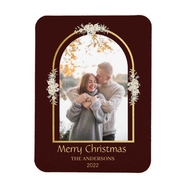 Imán Moderno Arco floral Minimalista Foto Marrón (Vertical)