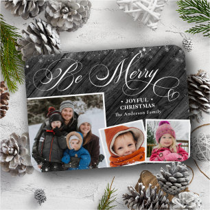Imán Moderno Black Elegant Script Snowflakes Bokeh Flar
