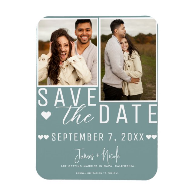 Imán Moderno Boda de fotografía Save the Date 2 (Vertical)
