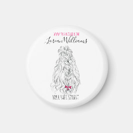 Imán Moderno cabello ondulado blanco negro rosado de ba