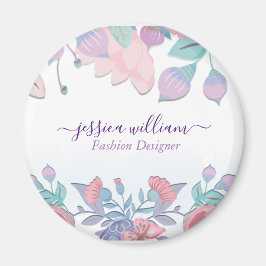 Imán Moderno Chic Aquarela Flores Azules de Hortensias