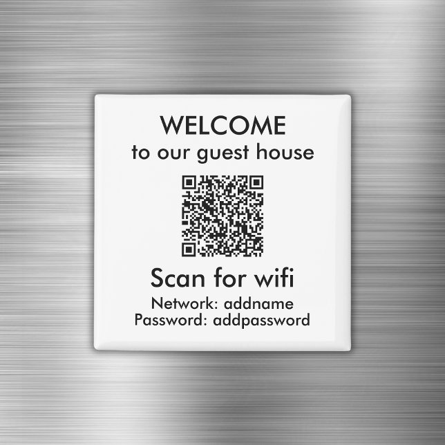 Imán Moderno código QR blanco Wifi Info Airbnb Alquiler (Modern White QR Code Wifi Info Airbnb Rental Magnet
)