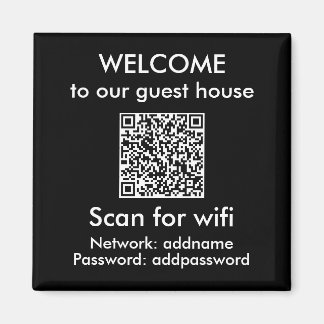 Imán Moderno Código QR Wifi Rótulo Airbnb Alquiler Hoga