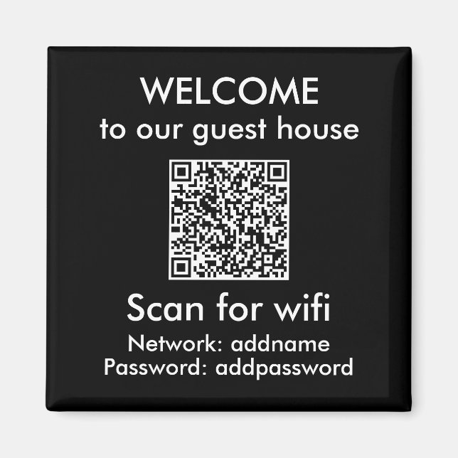 Imán Moderno Código QR Wifi Rótulo Airbnb Alquiler Hoga (Frente)