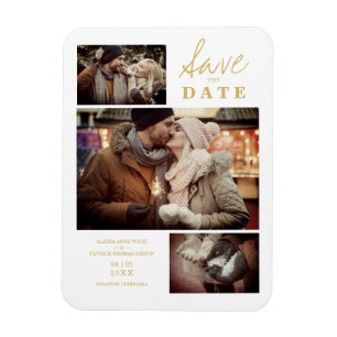 Imán Moderno Efecto Dorado 3 Personalizados Boda de fot