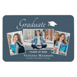 Imán Moderno | Elegante Invitación de 3Photo Grad