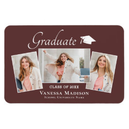 Imán Moderno | Elegante Invitación de 3Photo Grad