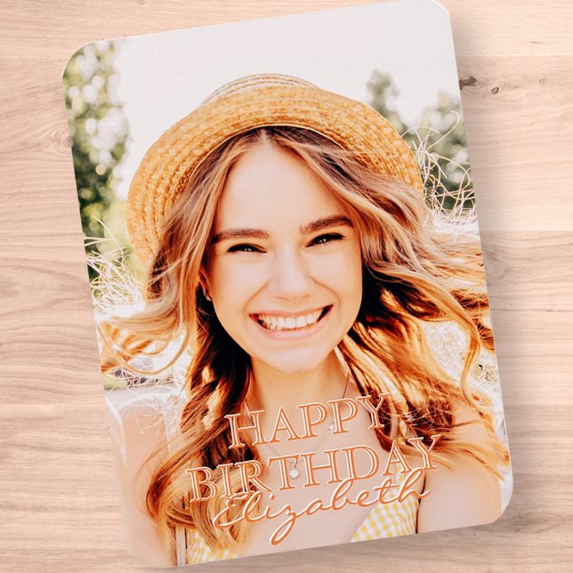 Imán Moderno guión simple foto cumpleaños saludo de cum (Subido por el creador)