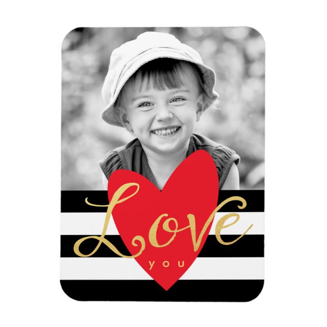 Imán Moderno Love You Photo Refrigerator Magnet (Vertical)