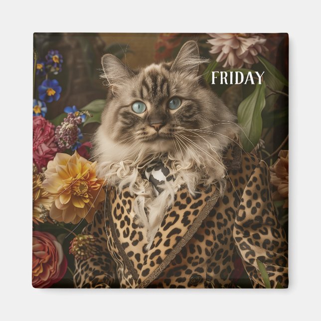 Imán Moderno Mascota gracioso días viernes (Frente)