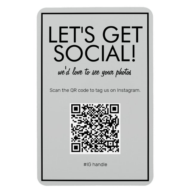 Imán Moderno medio social gris básico QR Magnet de códi (Vertical)