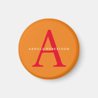 Moderno Monograma Naranja de moda Rojo