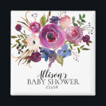 Imán Moderno Plum Blue Lavender Shower Favnet<br><div class="desc">Hermosa Pluma Púrpura y Flores Azules la ducha de bebé favorece el imán. Artículos coincidentes disponibles en nuestra tienda.</div>