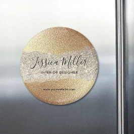 Imán Moderno Purpurina de diamantes de oro Faux Relieve