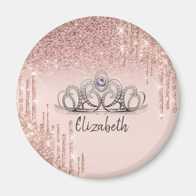 Imán Moderno Rosa de oro Purpurina Drin Ombre Tiara Cer (Frente)