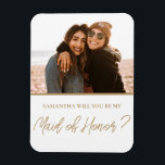 Imán Moderno serás mi fundadora de la foto magnética de<br><div class="desc">Simple plantilla minimalista en caligrafía dorada con tu foto favorita. Fácil de editar para crear su propia propuesta personalizada</div>