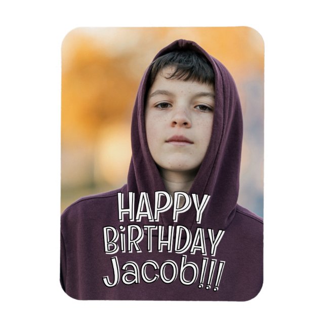 Imán Moderno Simple Cool Tarjeta de Feliz Cumpleaños co (Vertical)