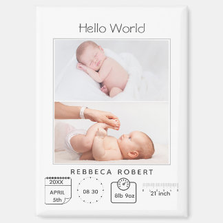 Imán Moderno Simple Nuevo Bebé Personalizado 2 Foto 