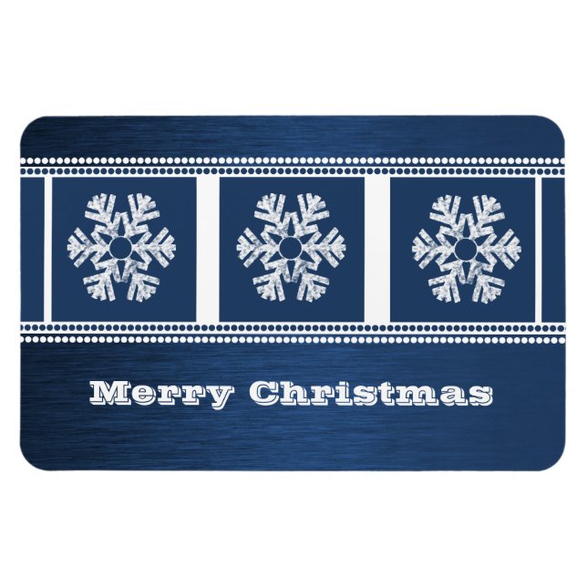 Imán Moderno Snowflakes Premium Magnet, Azul (Horizontal)