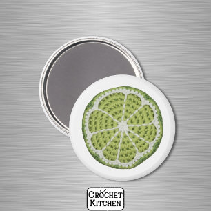 Imán Moderno Verde Mínimo Fresco Crochet Lime Slice