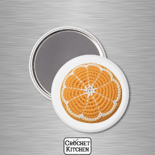 Imán Moderno y brillante Naranja de crochet fresco