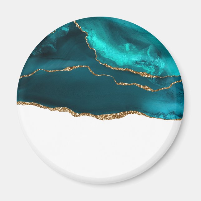 Imán Moderno y elegante Agate Verde azulado y cinta de  (Frente)