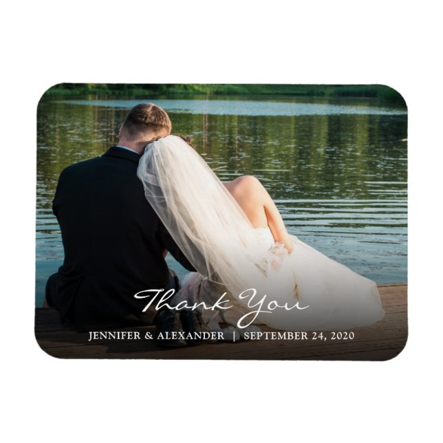 Imán Moderno y elegante Gracias boda de pareja de fotos (Horizontal)