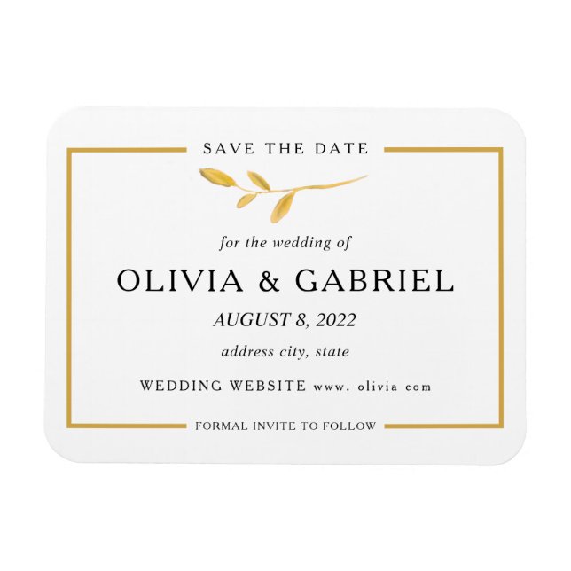 Imán Moderno y elegante Save the Date. Boda elegante (Horizontal)