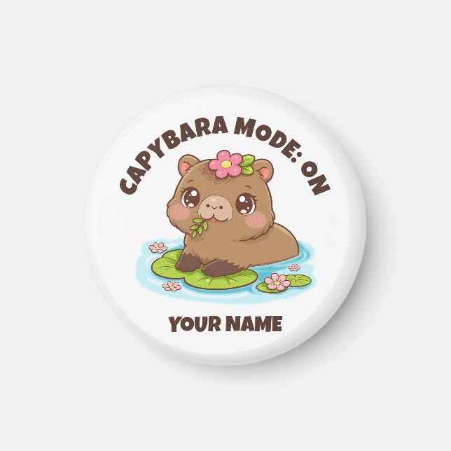 Imán Modo Capybara Kawaii Lindo Personalizado (Frente)