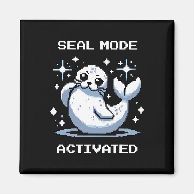 Imán Modo de Foca Activado Arte de Píxel Foca Estilo de (Frente)