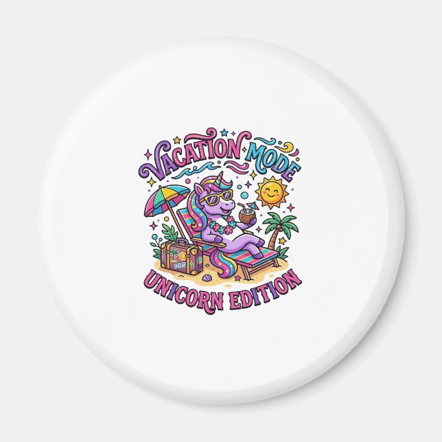 Imán Modo de Vacaciones de Unicornio Edición Unicornio  (Frente)
