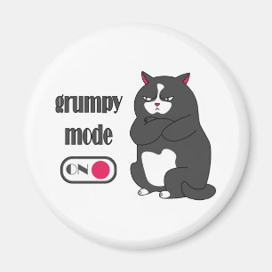 Imán Modo gruñón en gato gordo gracioso 