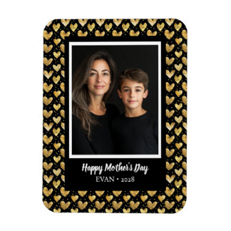 Imán Modo oscuro Faux Golden Relieve metalizado corazón