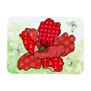 Imán Mohn und Schmetterlinge Magnet