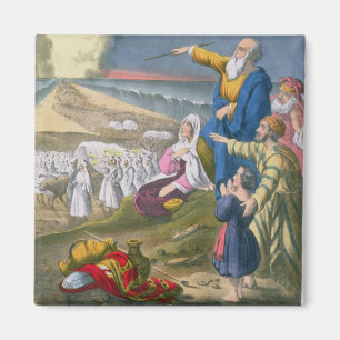 Imán Moisés partiendo del Mar Rojo, de una biblia impre