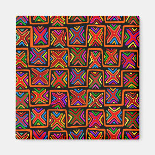 Imán Mola tribal Kuna Checks - Rojo