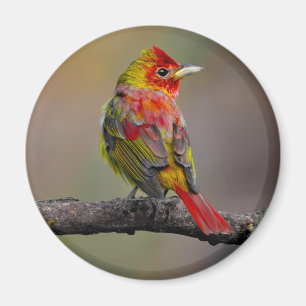 Imán Moldura de Tanager de escarlata - Fotografía origi