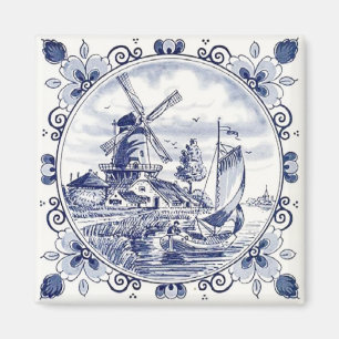 Imán Molinete de vela de barco holandés vintage azul De