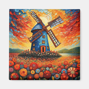 Imán Molino de viento al atardecer 3