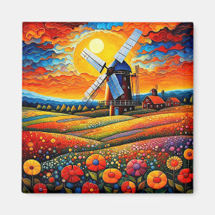 Imán Molino de viento al atardecer 7