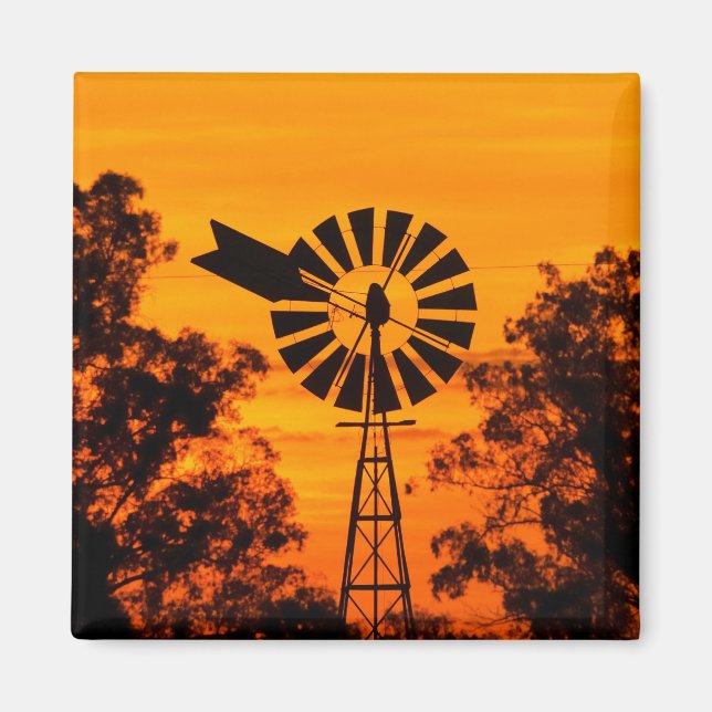 Imán Molino de viento al atardecer, Australia (Frente)