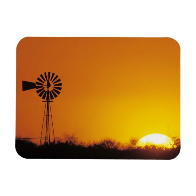 Imán Molino de viento al atardecer, Sinton, Texas, EE.  (Horizontal)