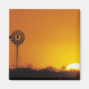 Imán Molino de viento al atardecer, Sinton, Texas, Esta